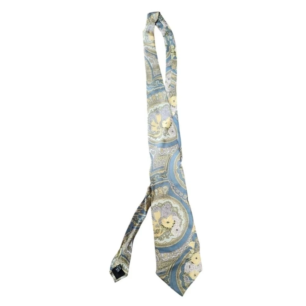 Karl Lagerfeld Brown Beige Floral all Silk Italian Made Floral Silk Tie